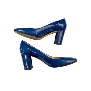 Kate Spade New York Blue Patent Leather Chunky Heel Pumps Size 7.5B